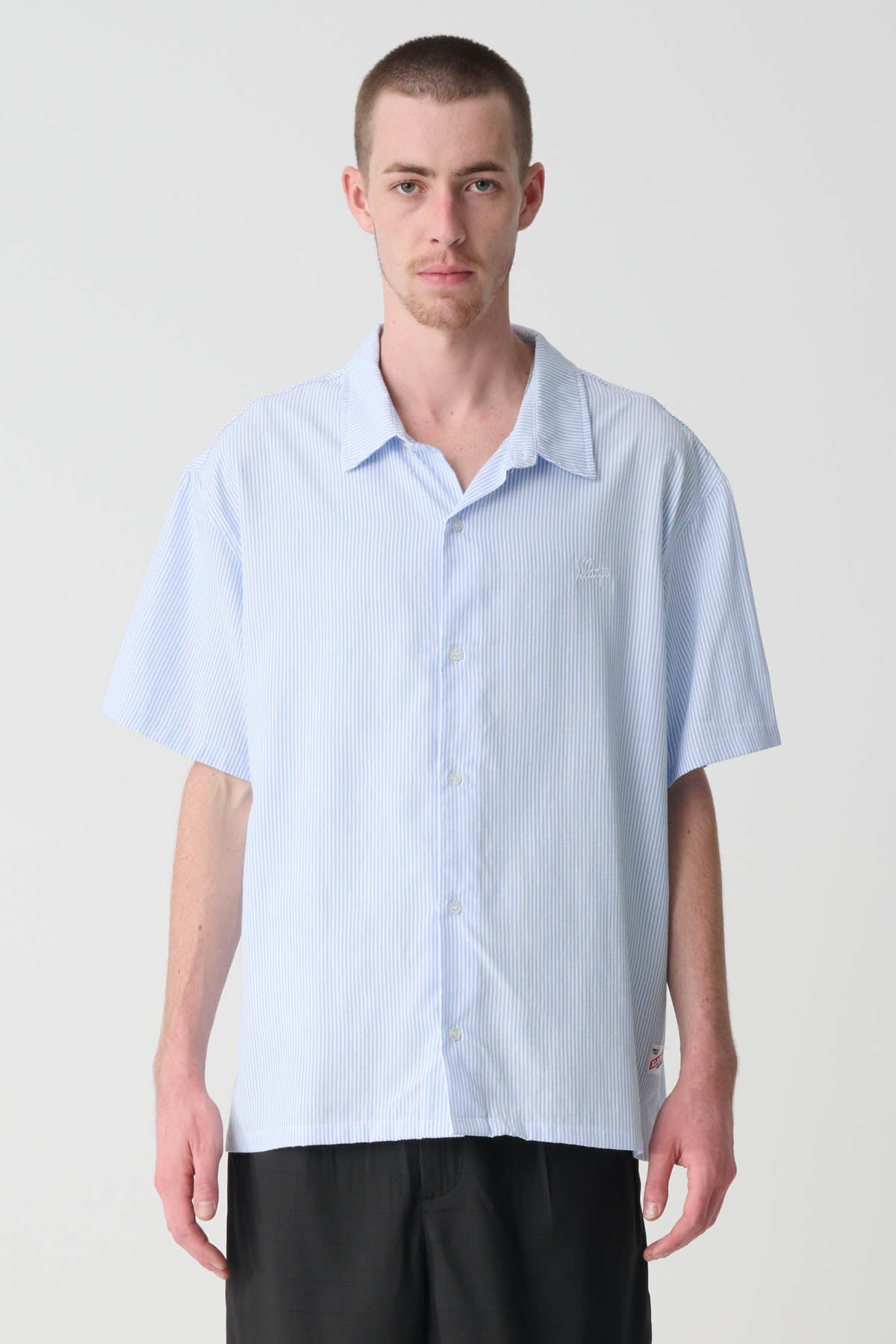 OXFORD SCRIPT SS SHIRT - White/Blue Stripe | Xlarge AU – XLarge Brand