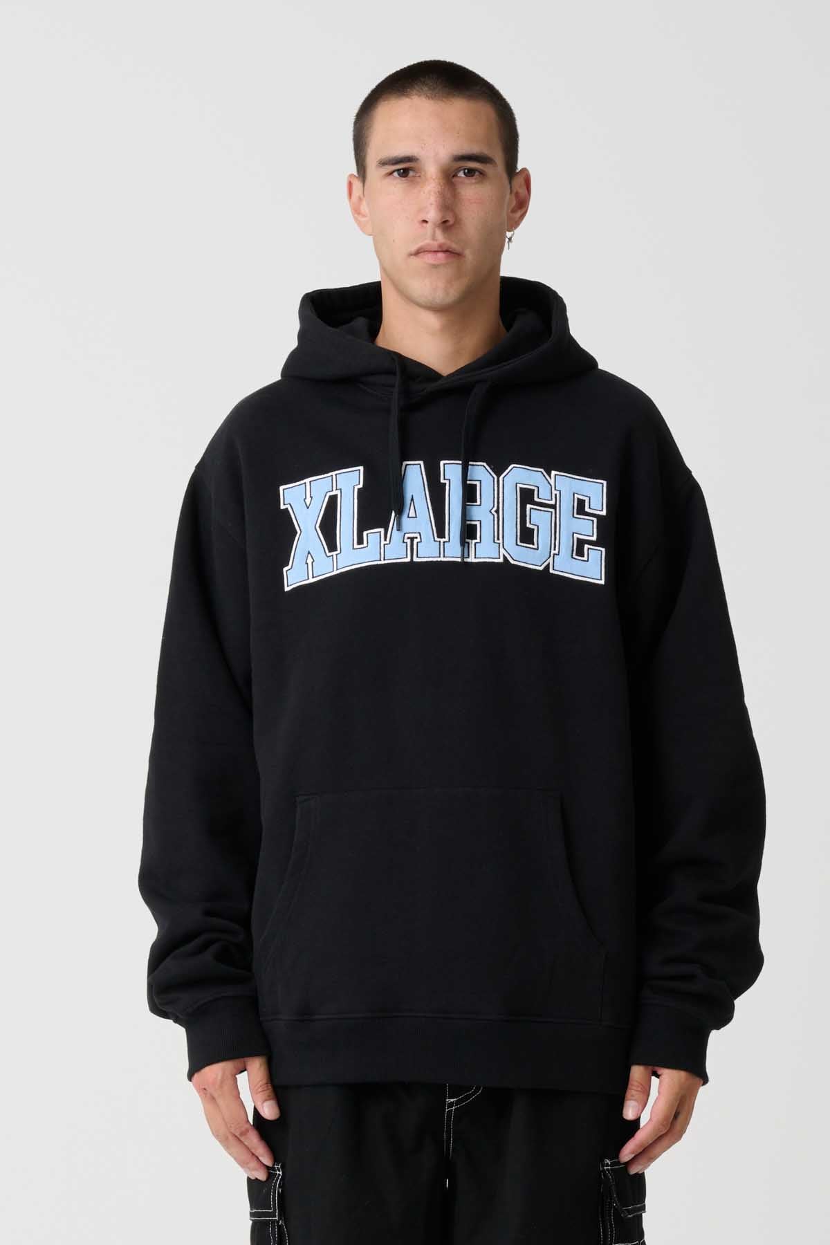 SATIN COLLEGE HOOD Solid Black Xlarge AU