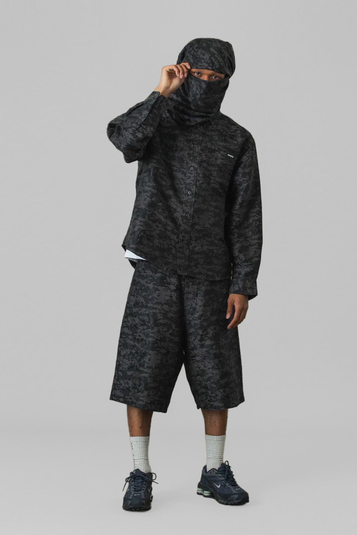 DIGITAL CAMO JACQUARD SHIRT - BLACK