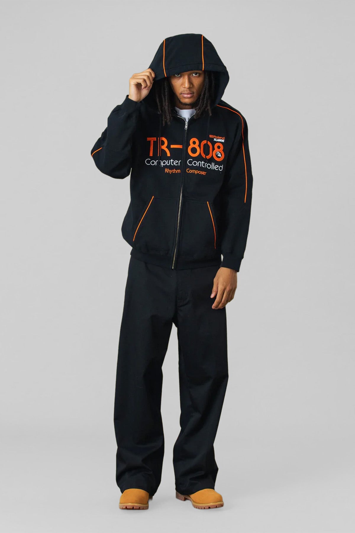 XLARGE x ROLAND PIPING HOODIE - BLACK