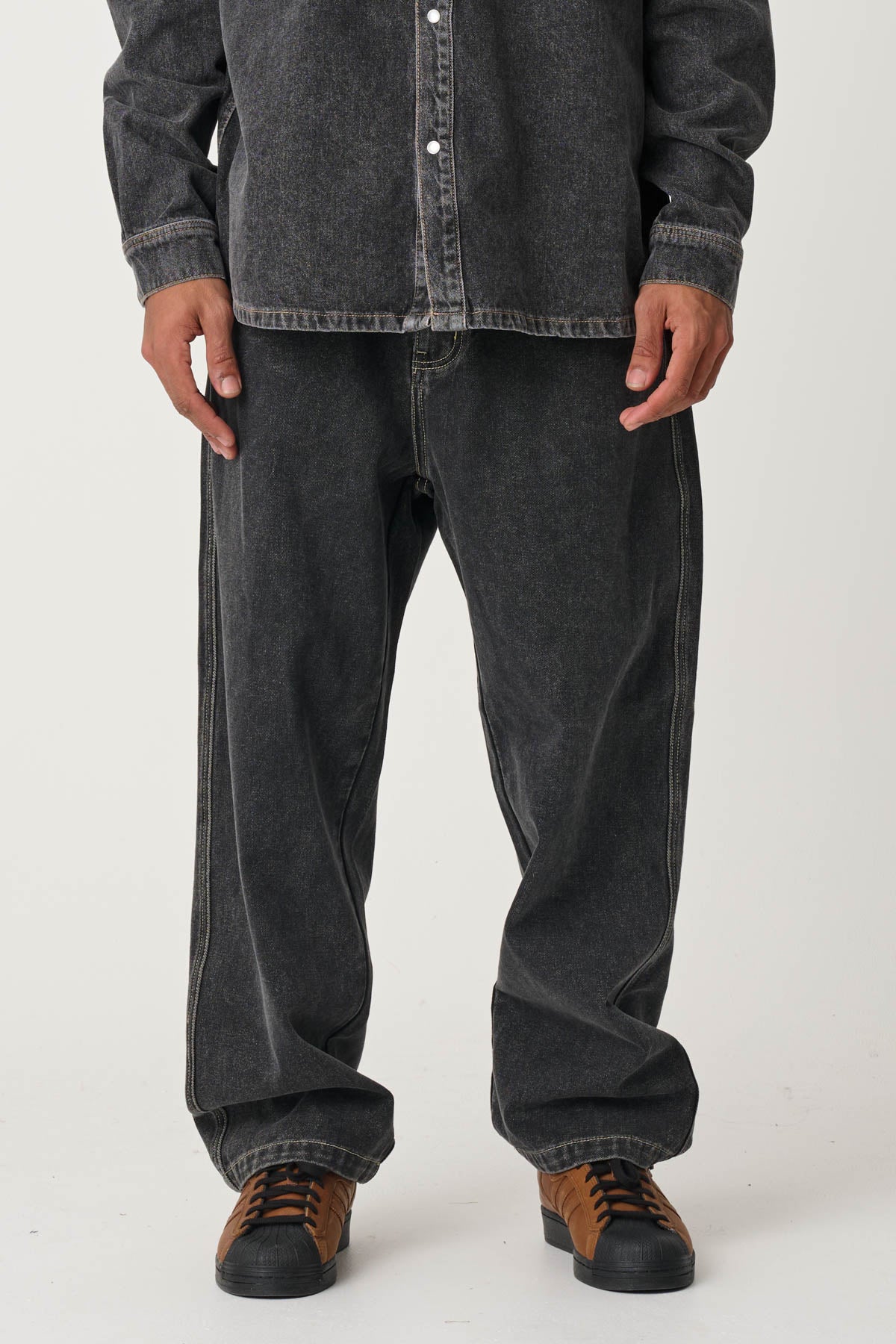 FOLDED CROWN BULL DENIM PANT DOUBLE DYE BLACK Xlarge AU
