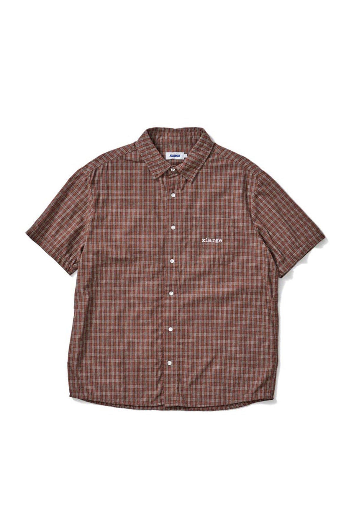その他 TEN CHECK SHIRT XL BROWN 3S-SS24-OPEN-COLLAR-SHIRT-