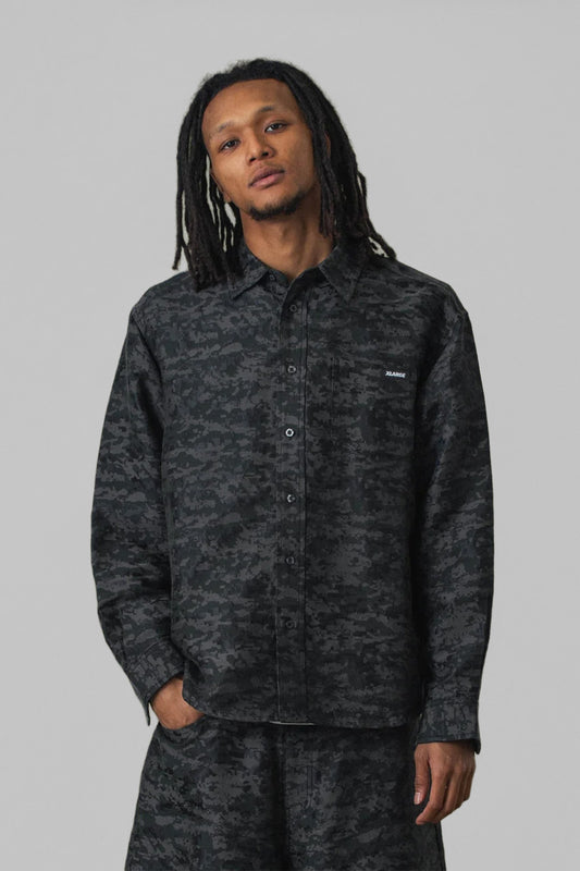 DIGITAL CAMO JACQUARD SHIRT - BLACK