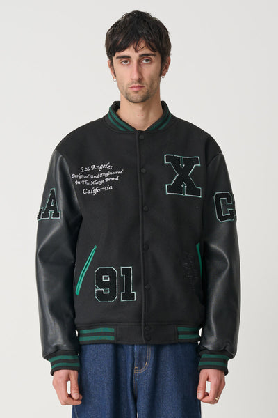 XLARGE OG LOGO VARSITY JKT グリーン　Lサイズ. XLARGE エクストララージ OG LOGO VARSITY JACKET OGロゴ バー