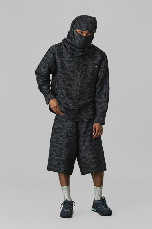 DIGITAL CAMO JACQUARD SCARF - BLACK