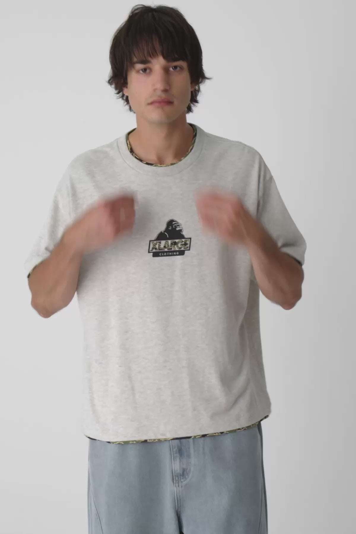 Double Layer Gorilla Fit Tee - Ash Heather